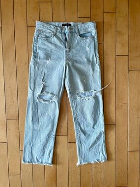 Men's Straight Light Blue Distressed Jeans